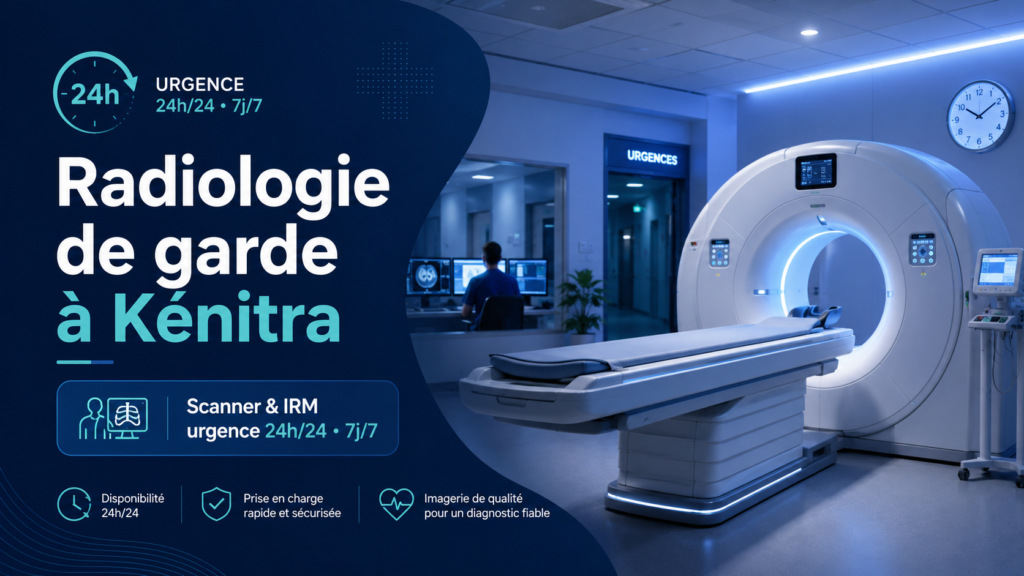 Radiologie de garde à Kénitra avec scanner et IRM disponibles pour les urgences 24h/24 et 7j/7